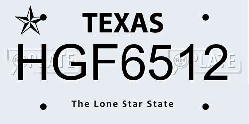 HGF6512 Texas License Plate