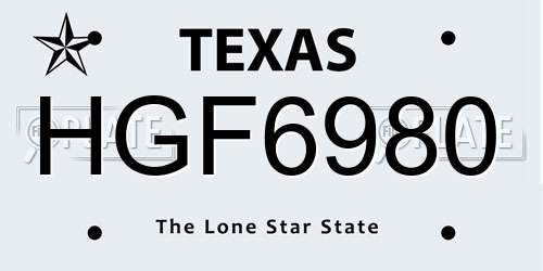 HGF6980 Texas License Plate