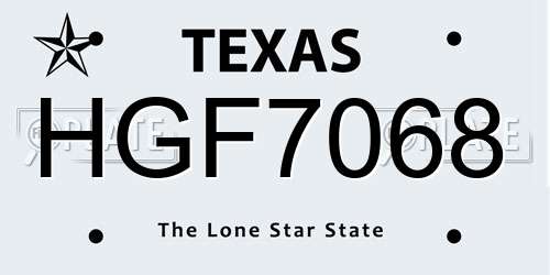 HGF7068 Texas License Plate