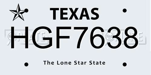 HGF7638 Texas License Plate