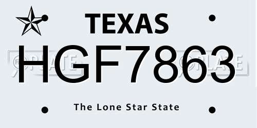 HGF7863 Texas License Plate