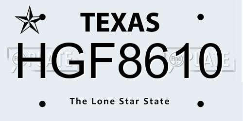 HGF8610 Texas License Plate