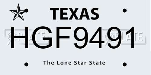 HGF9491 Texas License Plate