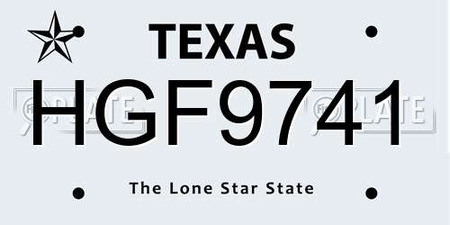HGF9741 Texas License Plate