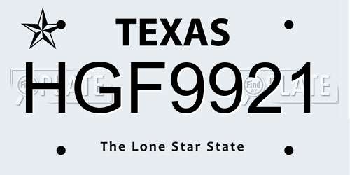 HGF9921 Texas License Plate