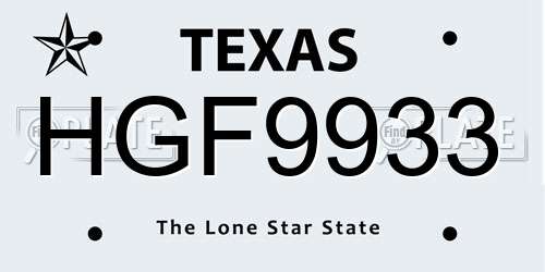 HGF9933 Texas License Plate