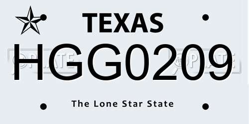 HGG0209 Texas License Plate