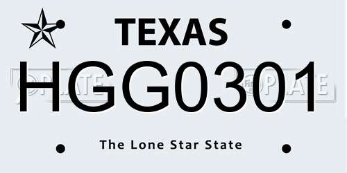 HGG0301 Texas License Plate