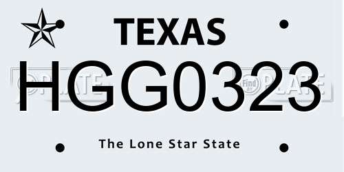 HGG0323 Texas License Plate