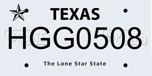 HGG0508 Texas License Plate