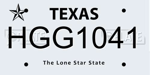 HGG1041 Texas License Plate