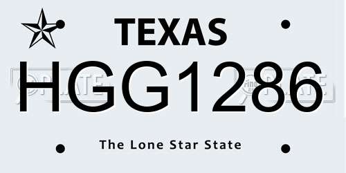 HGG1286 Texas License Plate