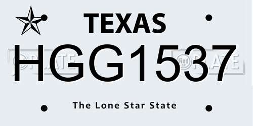HGG1537 Texas License Plate