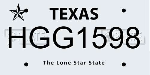 HGG1598 Texas License Plate