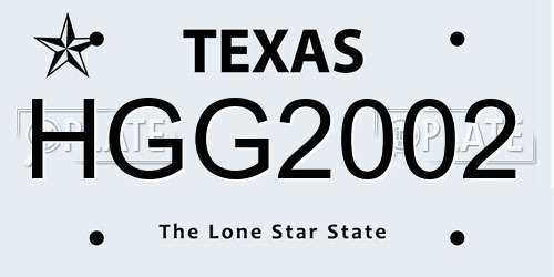 HGG2002 Texas License Plate