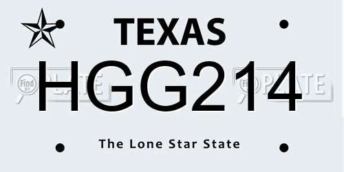 HGG214 Texas License Plate