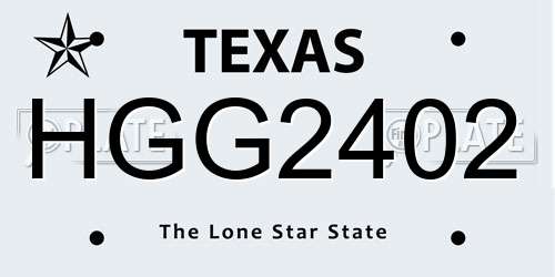 HGG2402 Texas License Plate