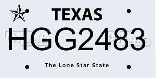 HGG2483 Texas License Plate