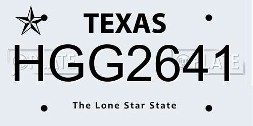HGG2641 Texas License Plate
