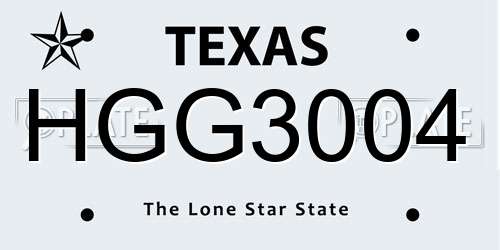 HGG3004 Texas License Plate