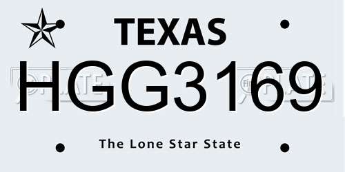 HGG3169 Texas License Plate