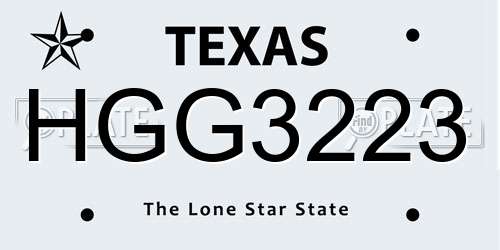 HGG3223 Texas License Plate