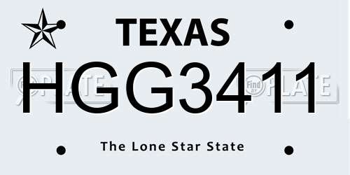 HGG3411 Texas License Plate