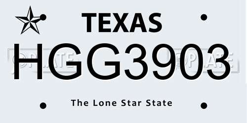HGG3903 Texas License Plate