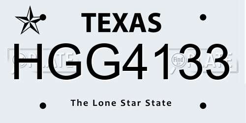 HGG4133 Texas License Plate