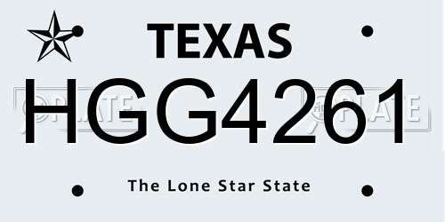 HGG4261 Texas License Plate