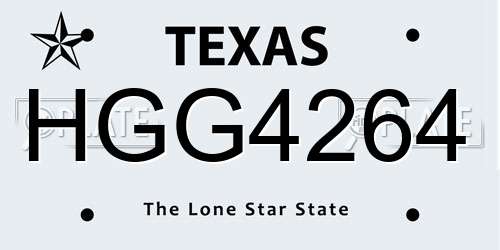HGG4264 Texas License Plate
