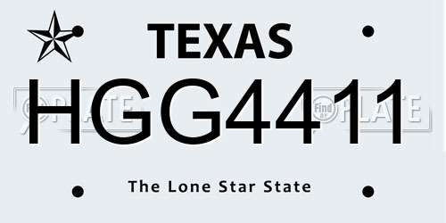 HGG4411 Texas License Plate