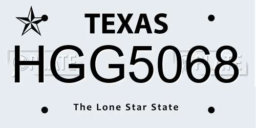 HGG5068 Texas License Plate