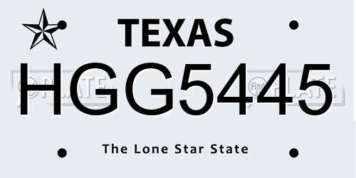 HGG5445 Texas License Plate