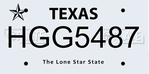 HGG5487 Texas License Plate