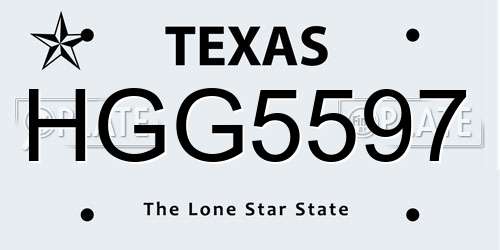 HGG5597 Texas License Plate