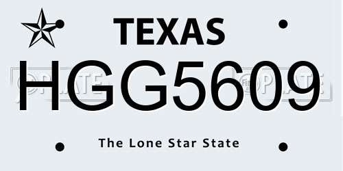 HGG5609 Texas License Plate