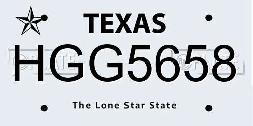 HGG5658 Texas License Plate