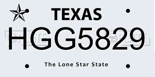 HGG5829 Texas License Plate