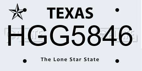 HGG5846 Texas License Plate