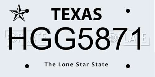 HGG5871 Texas License Plate