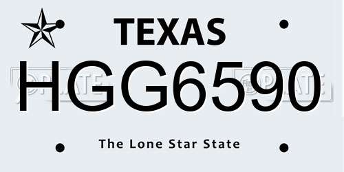 HGG6590 Texas License Plate