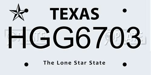 HGG6703 Texas License Plate