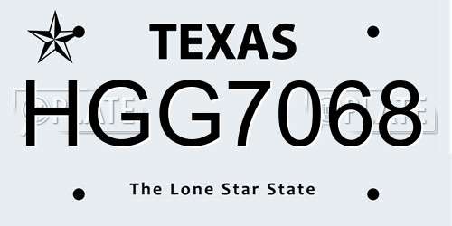 HGG7068 Texas License Plate