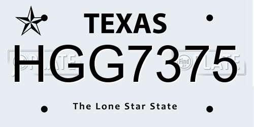 HGG7375 Texas License Plate