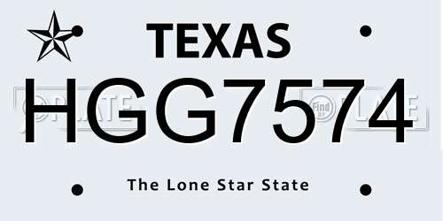 HGG7574 Texas License Plate
