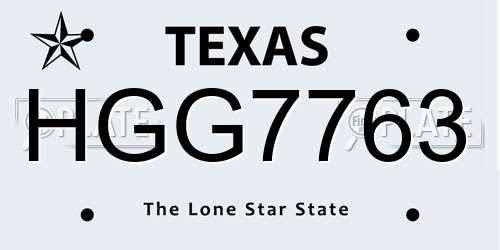 HGG7763 Texas License Plate
