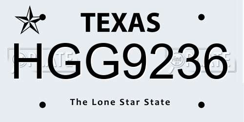 HGG9236 Texas License Plate