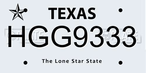 HGG9333 Texas License Plate