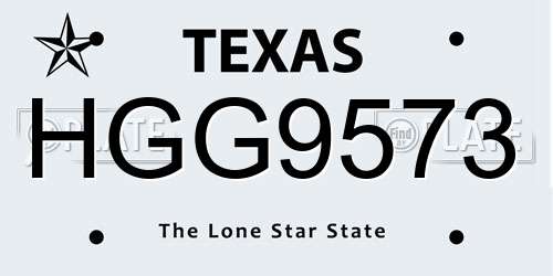 HGG9573 Texas License Plate